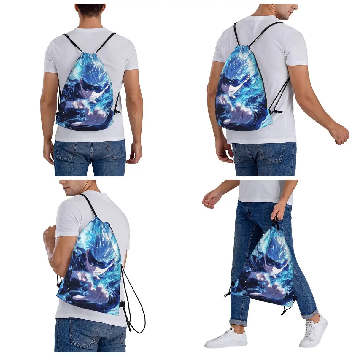 Jujutsu Kaisen Gojo Satoru Backpacks Casual Drawstring Bags Sports Bag Book Bags for Man Woman School