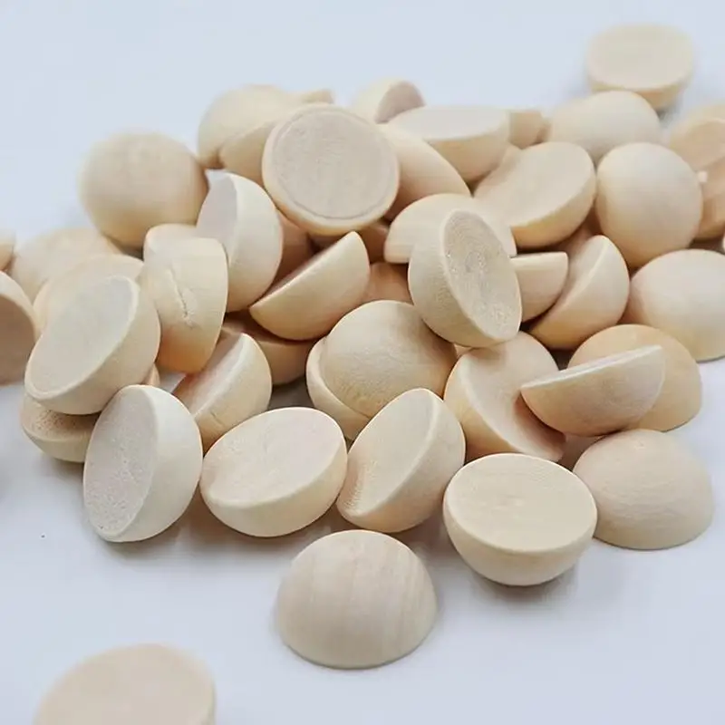 New 5/10/20/30/50Pcs Natural Half Wooden Beads Half Unfinished Wood Balls Split Wood Beads For DIY Craft Toy Home Decor