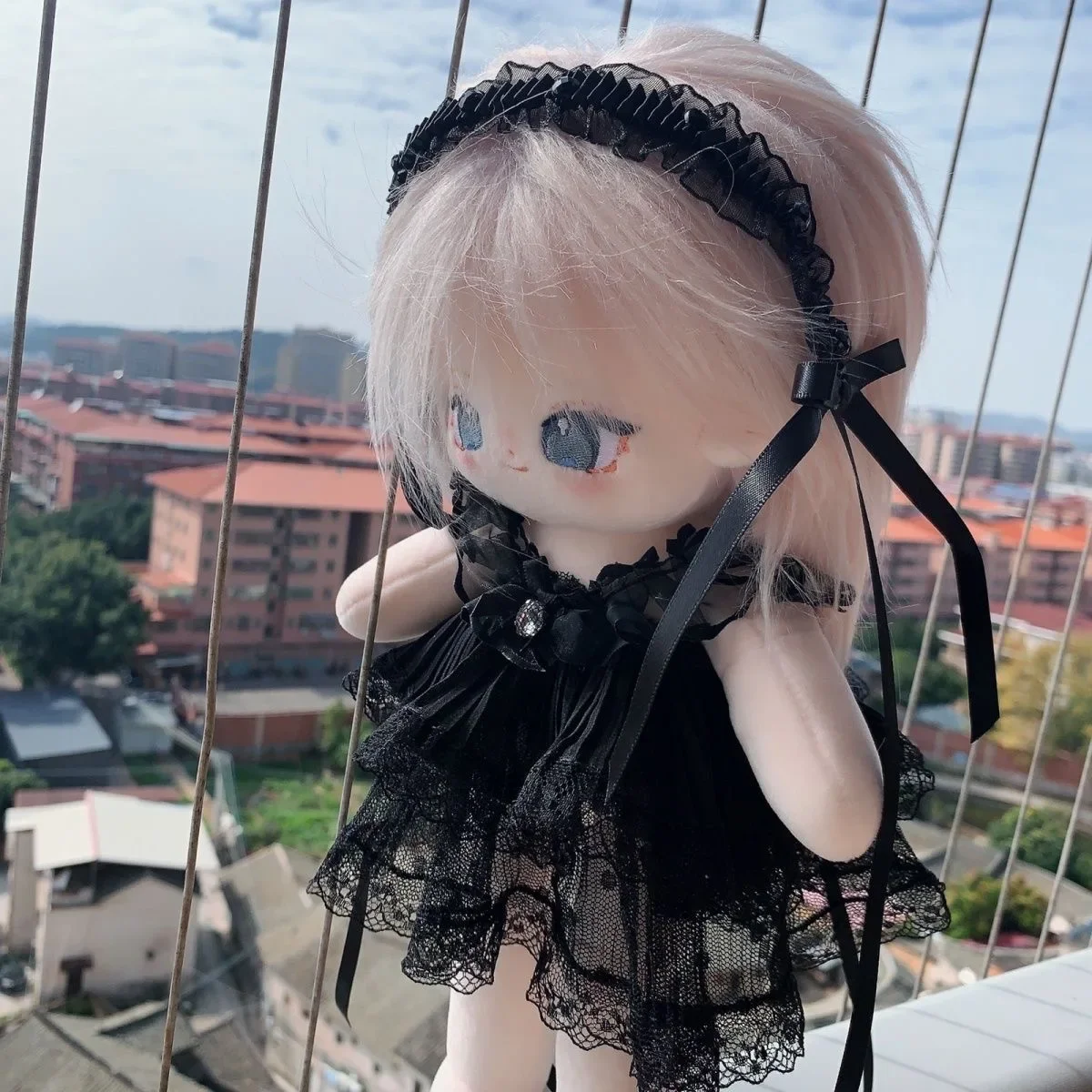 Black Polka Dot Clothes, 20cm-30 Cmsuit Chubby Body Long Legs  Special Body Dress, Cotton Doll Custom Skirt