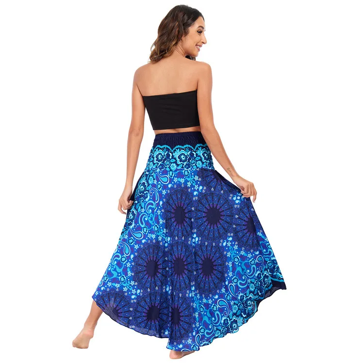 Maxi Boho Lange Röcke für Damen Bohemian Rock mit Blumenmuster Gypsy Boho Hippie Yoga Urlaub Strand – Detail 27