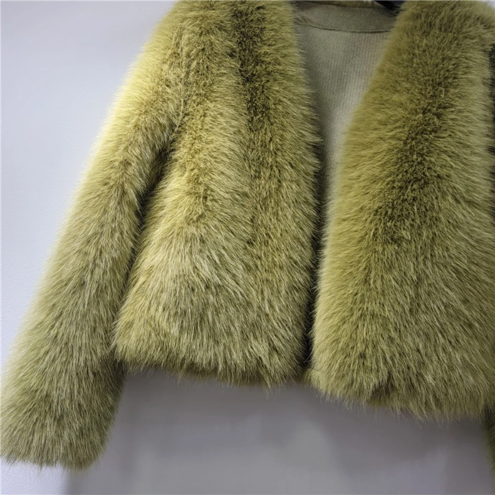 GALCAUR الأخضر تقسم الفراء أساسيات سترة الإناث الخامس الرقبة طويلة الأكمام فضفاضة الكورية سترات نسائية غير رسمية الخريف نمط موضة جديدة