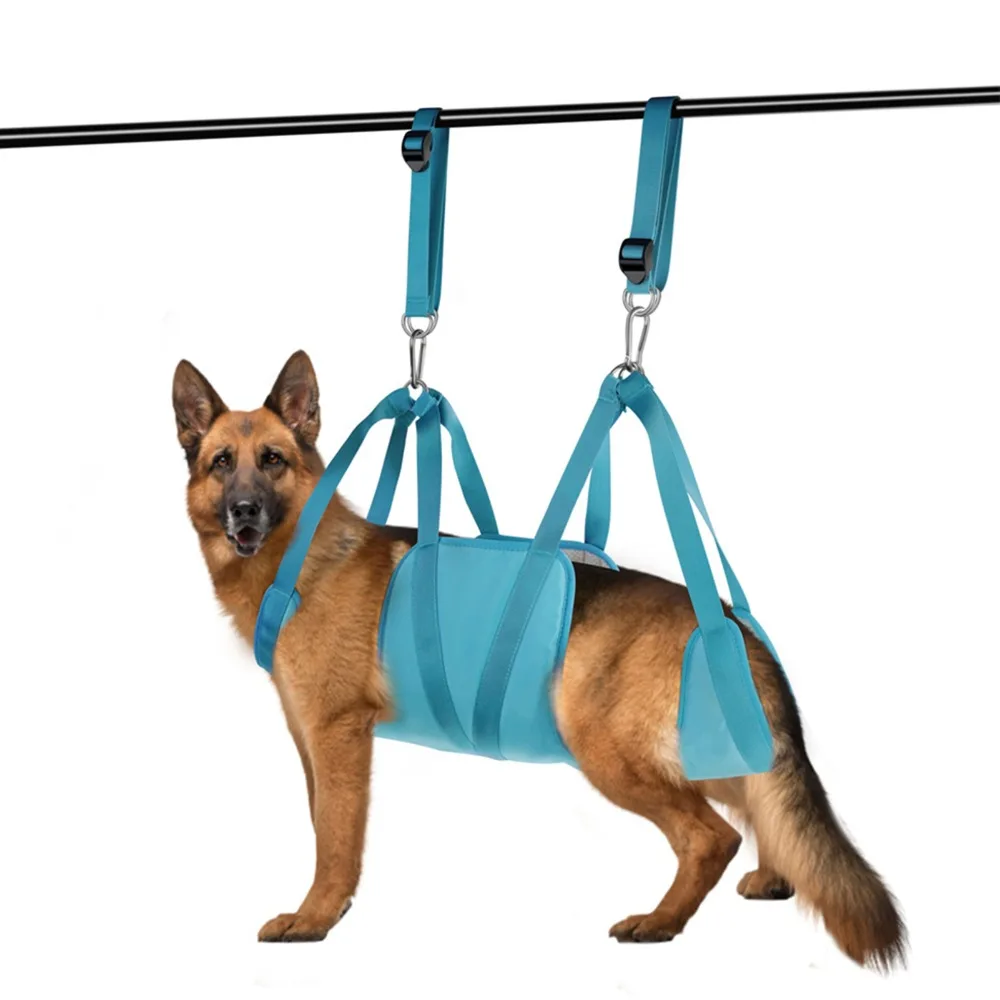 Blue Tone Pet Grooming Hammock Adjustable Strap Thick Fabric Pet Care Helper Kit Large Size Hanging Sling Shape