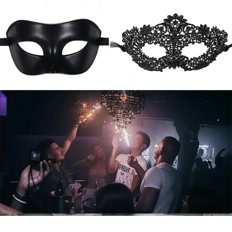 Männer Frauen Maskerade Prom Sexy Schwarz Augenmasken Paar Venezianische Cosplay Requisiten Halloween Karneval Party Kopfschmuck Halbe Gesichtsmasken – Detail 17