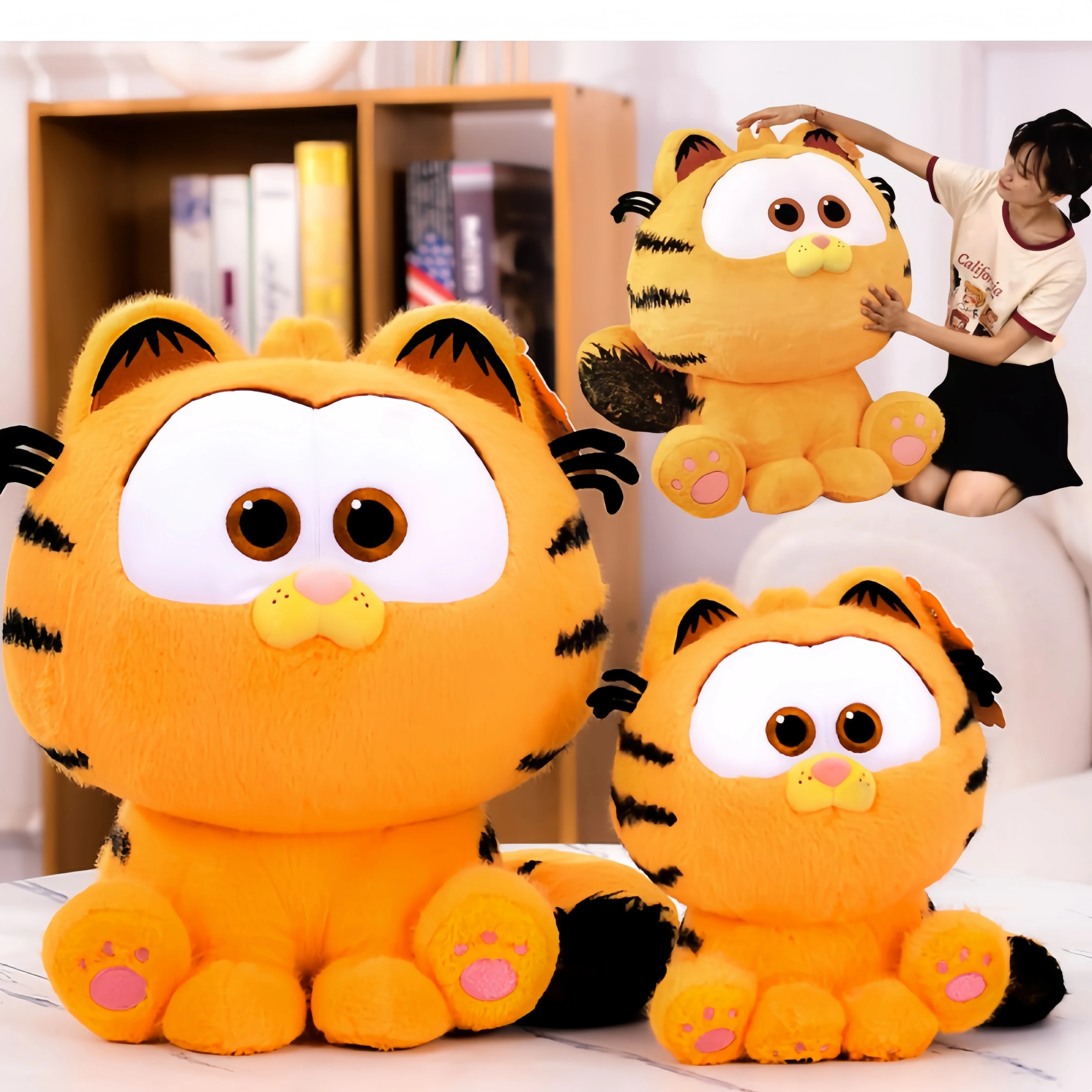 Miniso Garfield Angry Cat Plush Toy Animals Lazy Kitty Stuffed Doll Tiger Skin Simulation Cat Garfield Plushies Pillow Xmas Gift