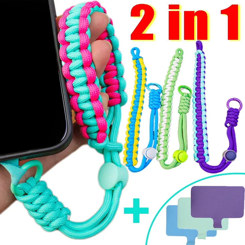 Anti-loss Mobile Phone Lanyard Hanging Decoration Adjustable Phone Lanyards Hand-woven Strong Wrist Short Straps Anti-drop Rope