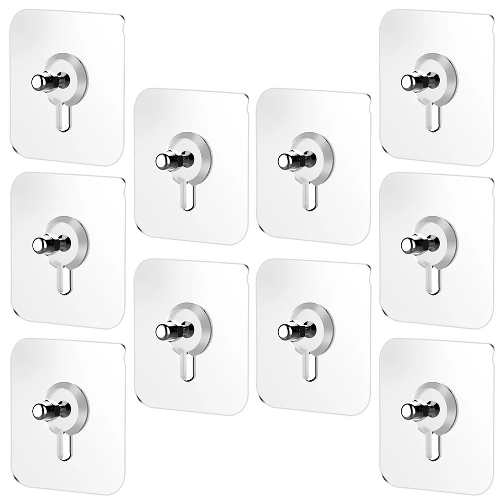 

10 Pcs No Trace Screw Sticker Kitchen Hooks Wall Seamless Stickers Adhesive Acrylic Door Home Child