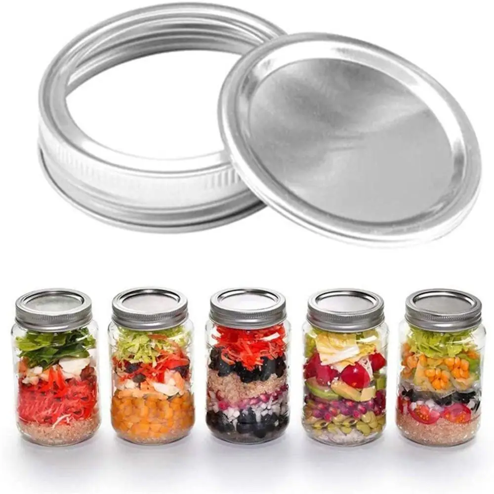 12Pcs Anti Rust Leak Proof Glass Bottle Regular/Wide Mouth Canning Lids Mug Caps Split-Type Mason Jar Lids And Bands