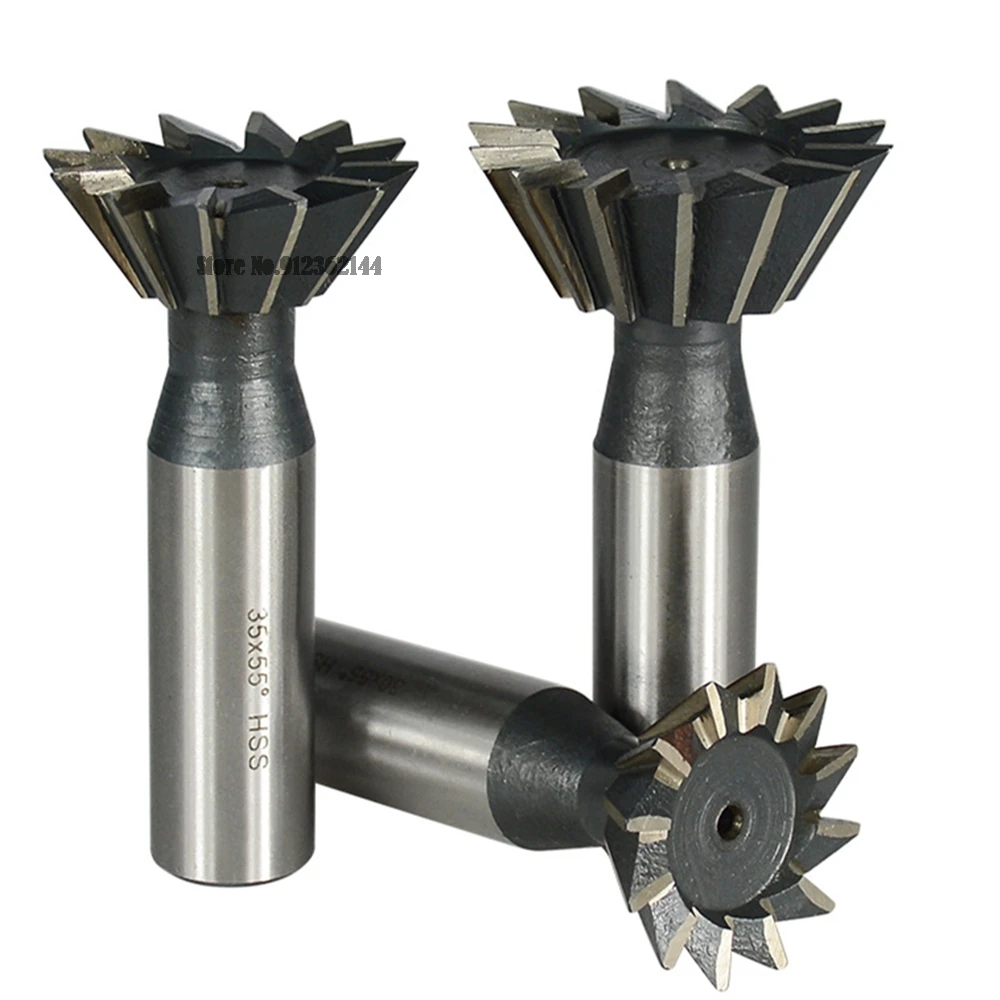 10mm 12mm 16mm 20mm 25mm 30mm 40mm 50mm 60mm Dovetail Milling Cutter 45 55 60 Degrees CNC Router Bit Straight Shank HSS End Mill