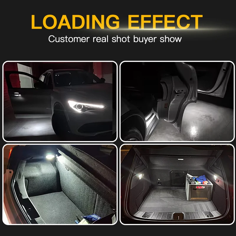 2x LED Trunk Luggage Door Glove Box Light For Alfa Romeo Giulia Stelvio Jeep Cherokee Maserati Levante Ghibli 50903631 60665239