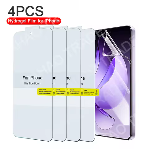 4Pcs Hydrogel Film For iPhone 16 14 13 12 11 15 Pro Max Mini 14 15 16 Plus Screen Protector For iPhone SE X XR XS MAX Not Glass