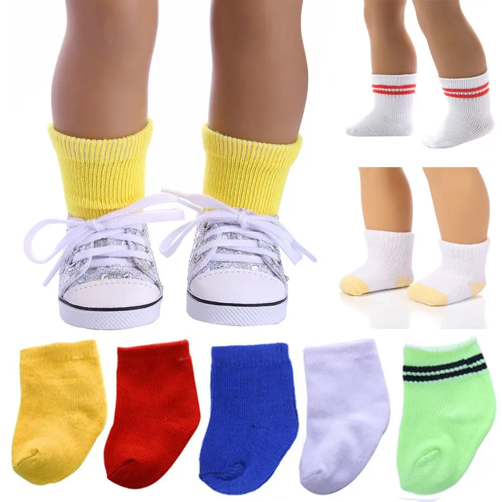 1 Pair DIY Playing House Toys Baby Clothes Mini Socks Fit 18 Inch/43cm Doll Wear Sports Stocking