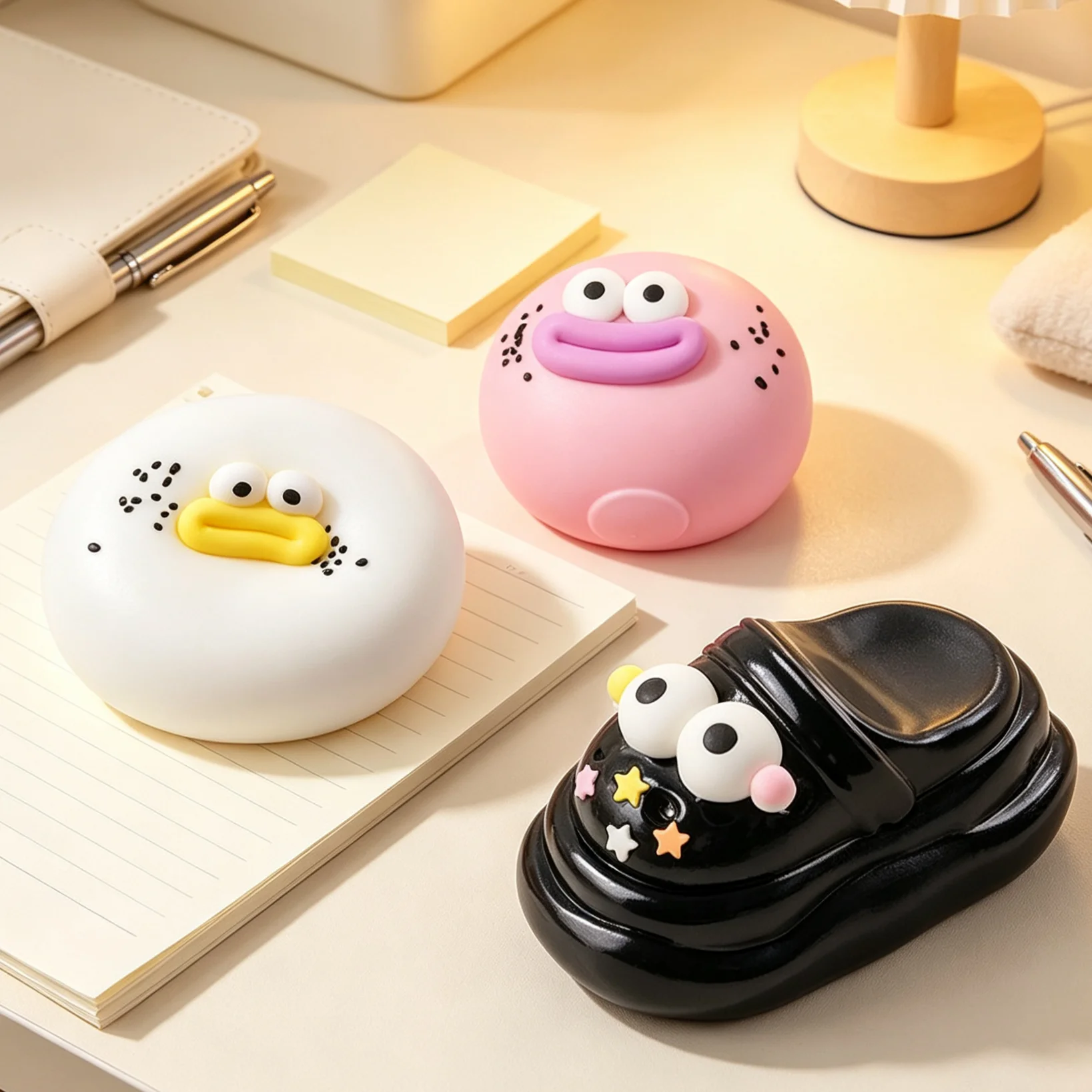 Soft Squeeze Sensory Toy Cute Mud Slipper Big Eye Bun Shape Fidget Ornament Stress Relief Present For Children