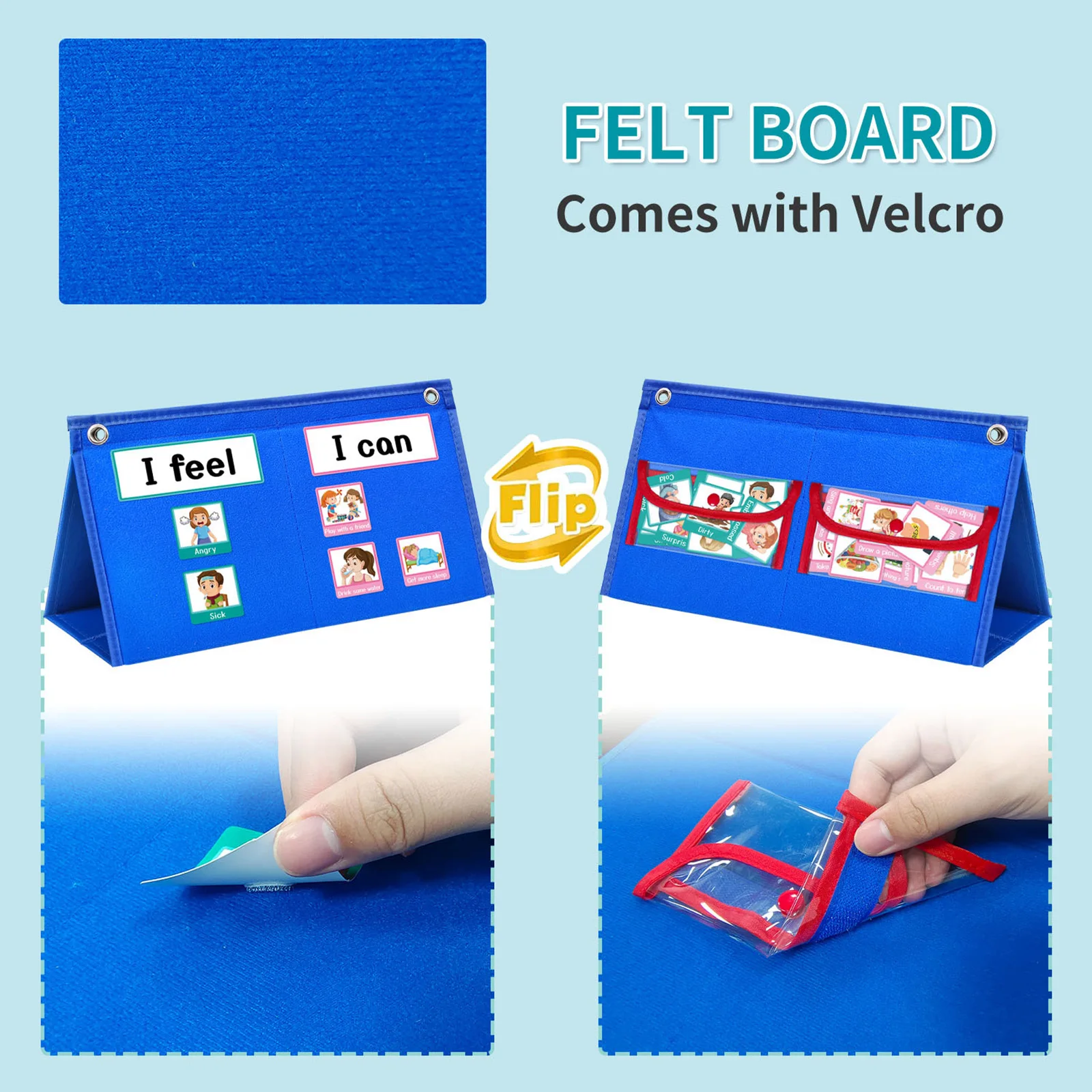 Routine Pocket Chart Educate Game Removable Feeling Chart Kids Visual Schedule for Desktop Tabletop Preschool Kindergarten Wall