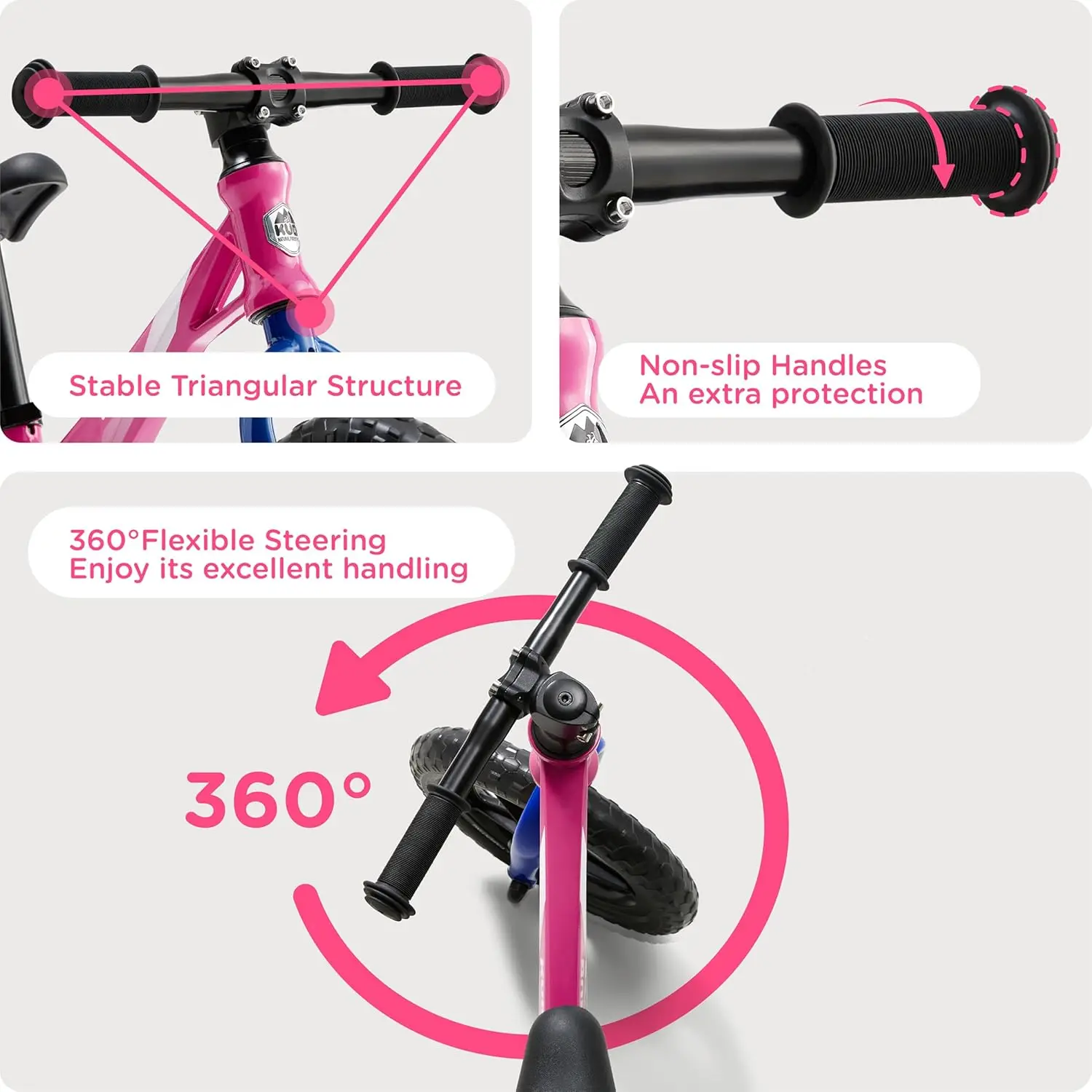 Vélo d'équilibre avec roues de 12 pouces, cadre super léger en magnésium, siège réglable, âgés de 3 à 5 ans