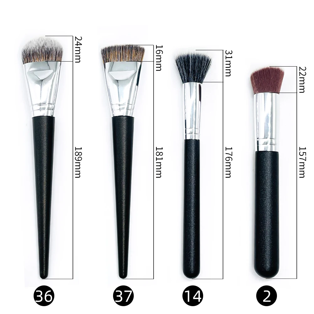 Shinedo 4 Pcs Synthetic Hair Makeup Cream Brush Flat Foundation Concealer Kabuki Set Make Up Kit