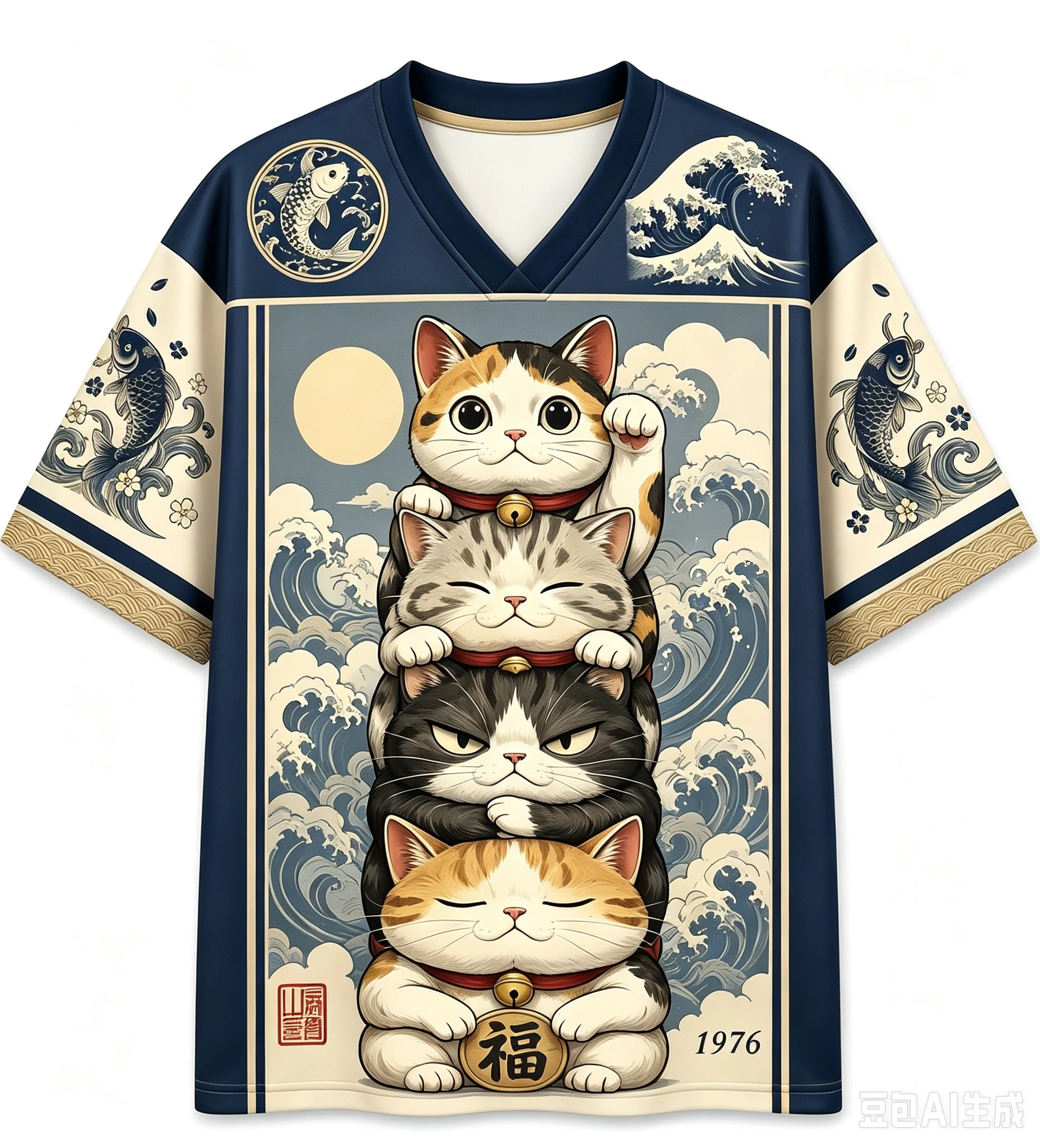 Bestselling Lucky Kitten Brings Wealth Sports T-shirt Fitness Clothing Hawaii Leisure Hip Hop Hiking Daily Street Sports Top