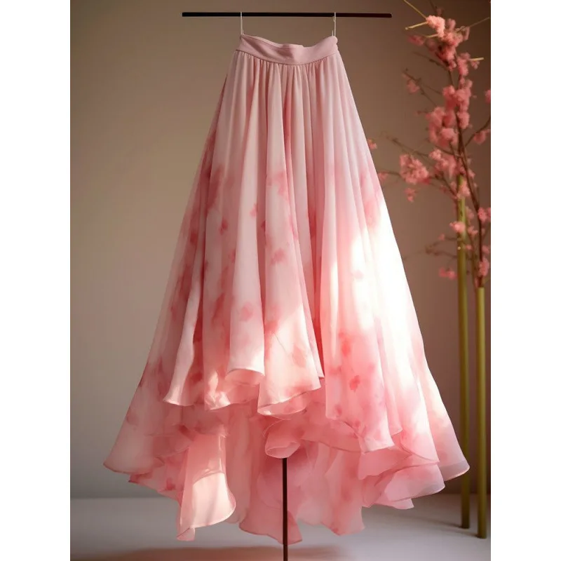Children's Clothing Baby Girls' Floral Half Skirt Summer Spring and Autumn New Style Kids Fashion and Princess Pink Skirt