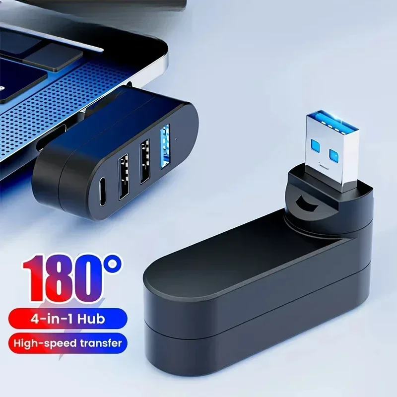 

180-поворотный концентратор USB 3.0 2.0, несколько портов типа C, высокоскоростная передача данных, U-диск, разветвитель, адаптер флэш-накопителя для ноутбука MacBook
