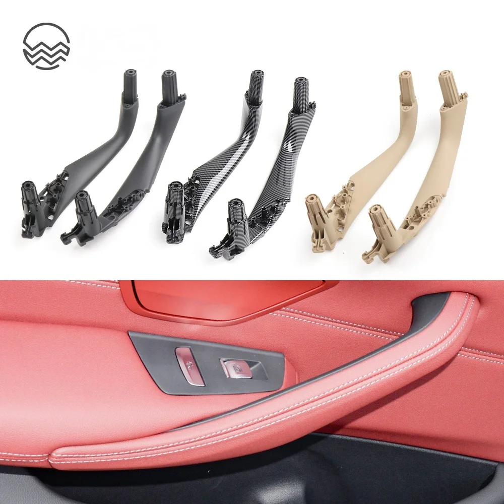 

Car Interior Door Pull Handle Trim Cover For BMW 5 series G30 Armrest Panel Carbon Fiber Black Beige Auto Accessories