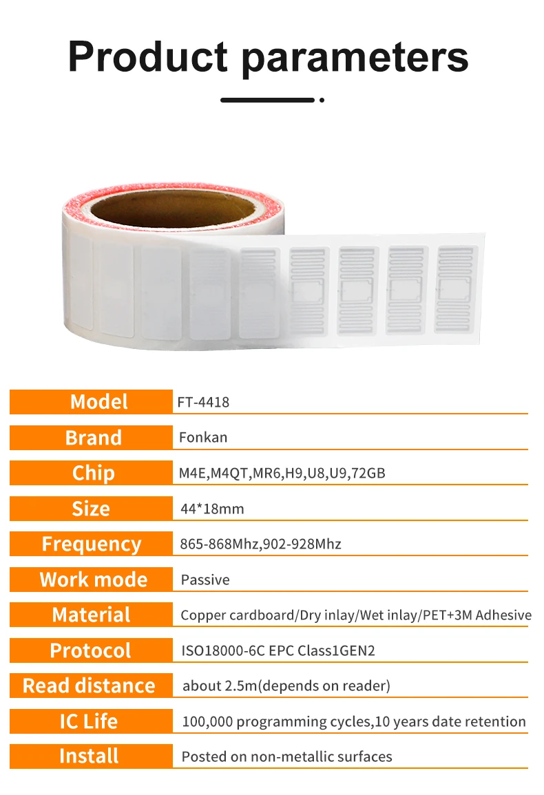 1000pcs UHF RFID Label 73x20mm Passive Sticker Paper Label Tag 860Mhz 960Mhz Long Range Label for Warehouse Manage UHF RFID