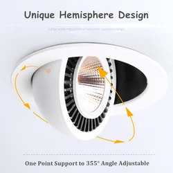 360 Rotate LED Downlight 85V-265V Dimmable COB Spot Light Led 5W 7W 12W 15W Recessed In LED Ceiling Lights Indoor Lighting