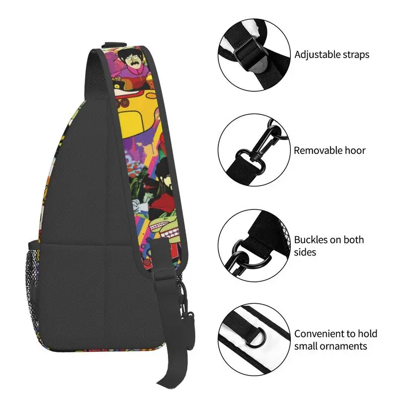 حقيبة كروس للرجال من Heavy Metal Rock The Beatle Sling Chest حقيبة كتف رائعة للسفر وركوب الدراجات
