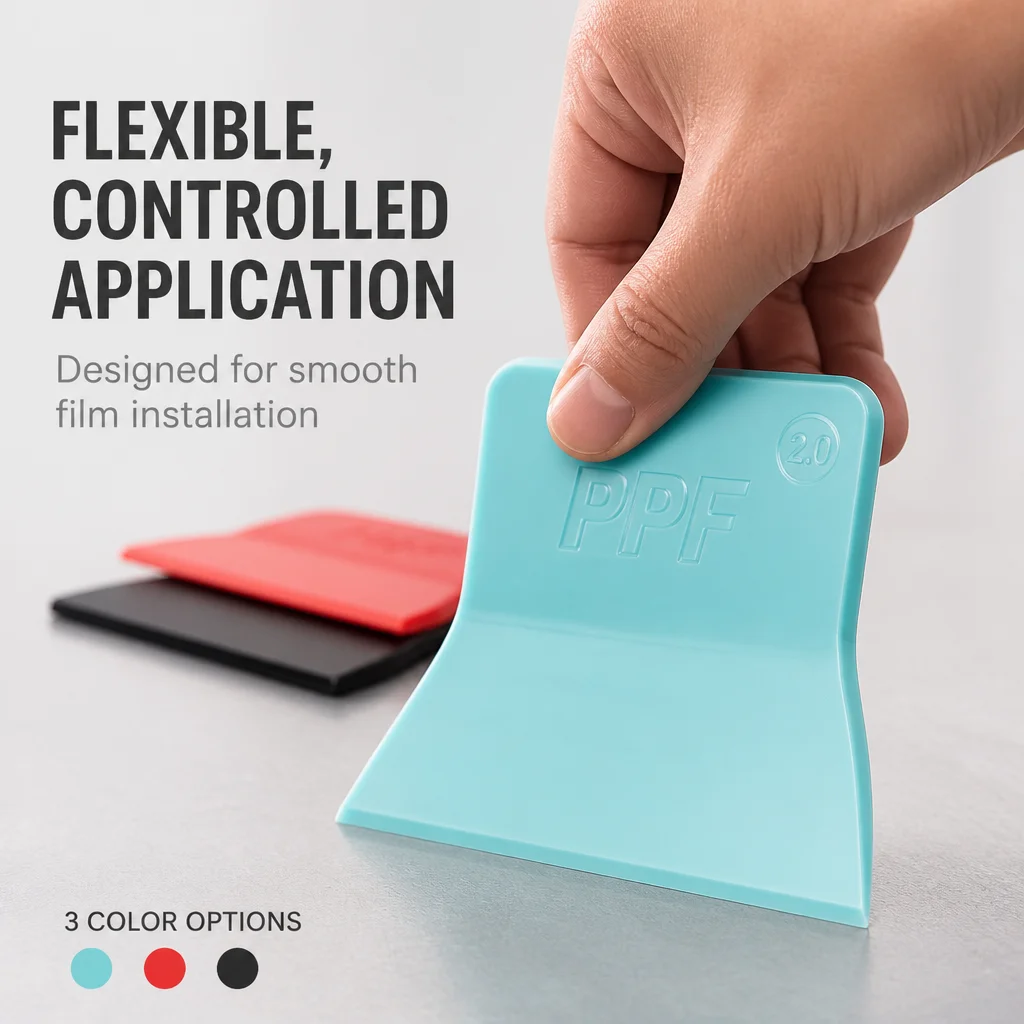 4-Inch Soft TPU Squeegee Set – 3 Hardness Levels (70A/80A/90A) for PPF, Window Tint & Car Wrap Installation, Non-Scratch Rubber