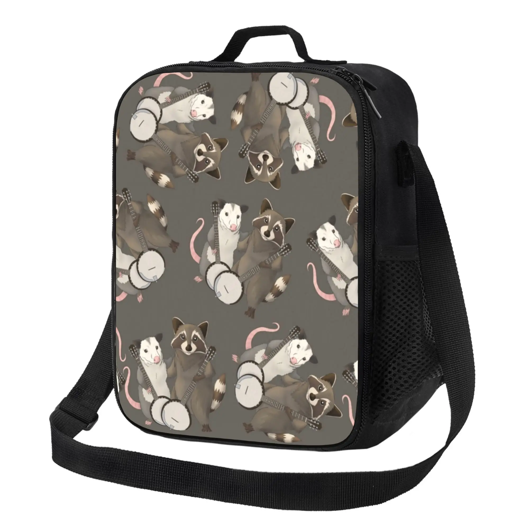 Opossum & Raccoon Banjos Print Tote Bag Durable Spacious Handbag for Work Travel Everyday Carry