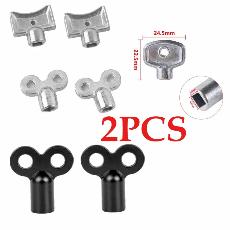2PCS Radiator Valve Key Plumbing Faucet Water Tap Bleeder Air Vent Central Heating Heater Wrench Black Key Tool Exhaust Square