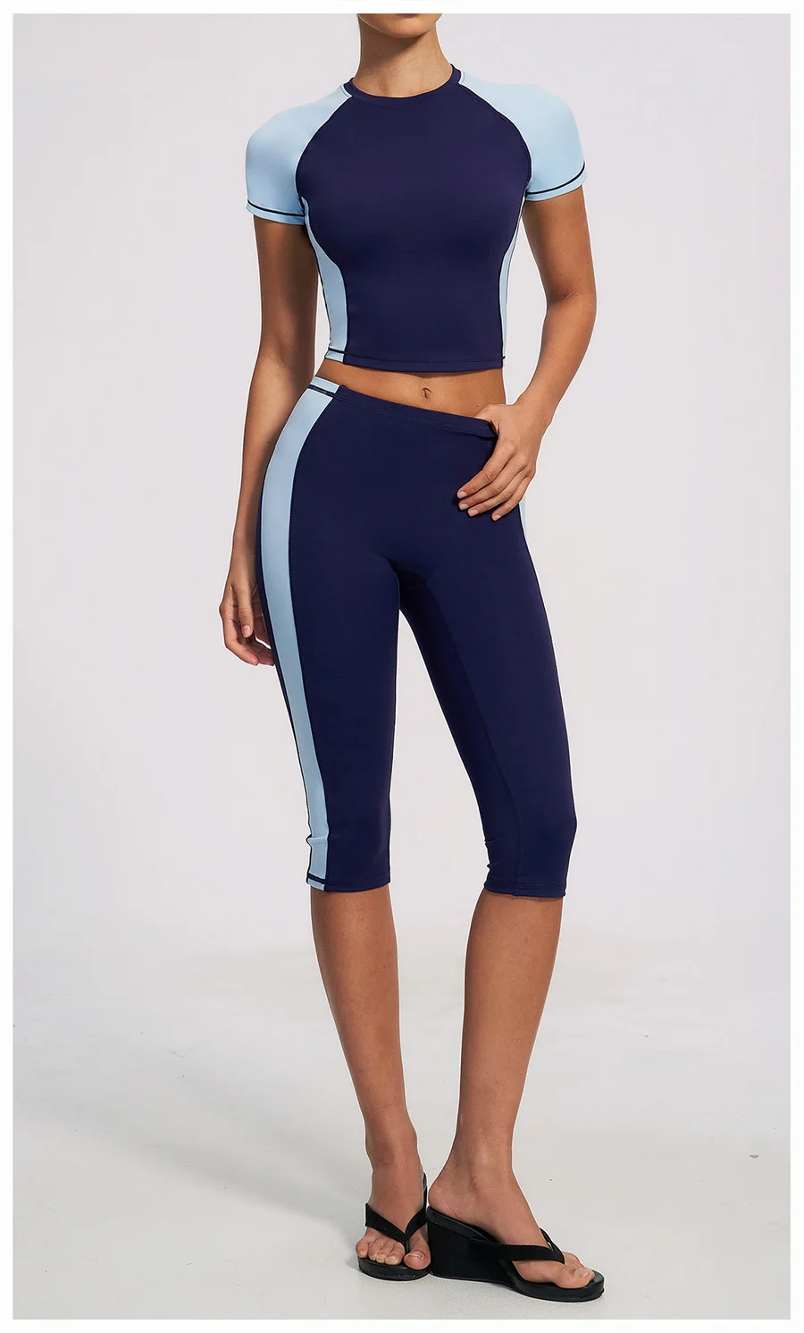 Yoga-Set 2-teilig Workout-Outfit Damen Trainingsanzüge Fitness-Weste Kurze Sporthose Ärmellose Capri-Hose Sportbekleidung Sport-BH Kleidung – Detail 7