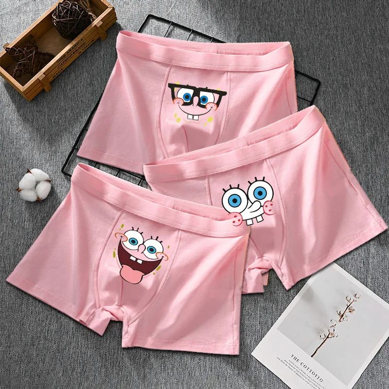 SpongeBob SquarePants Pink Men's Underwear Cute Cartoon Underwear Boxer Briefs for Men SpongeBob SquarePants Underwear