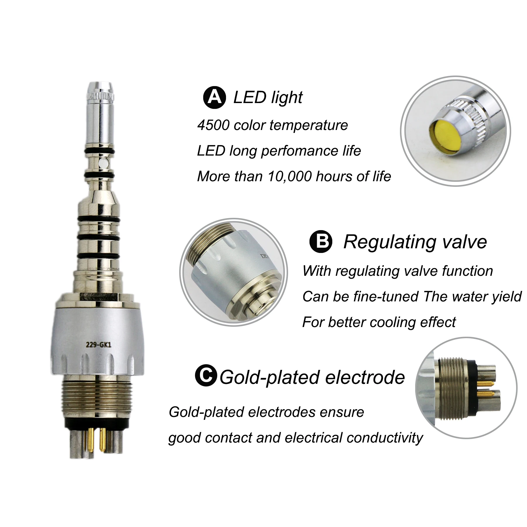 Dental Turbine Quick Coupler With Light Dental Micromotors Dentistry Products KAVO Multiflex LED Coupler 6 Holes Coupling