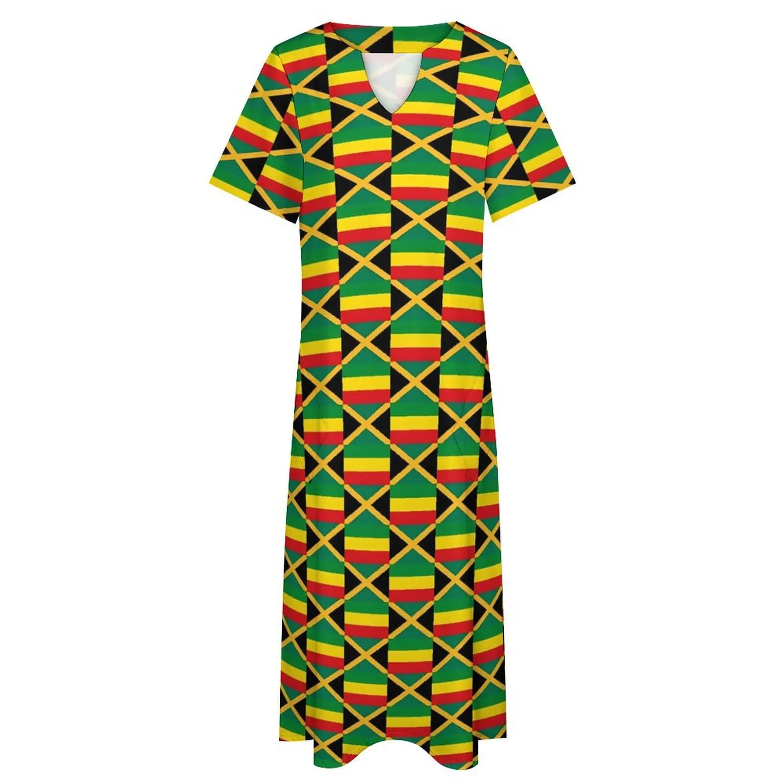 Jamaica Vlag Jurk Zomer Vlag Van Reggae Koreaanse Mode Boho Strand Lange Jurken Vrouwen Ontwerp Trendy Maxi Jurk Grote Maat 4xl