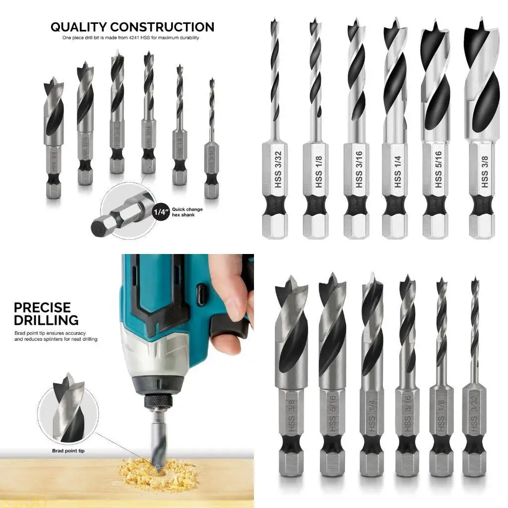 

Q2Q4 Brad Point Drill Bit Used on for Bench Drill Charging Drill Hand Drill 6