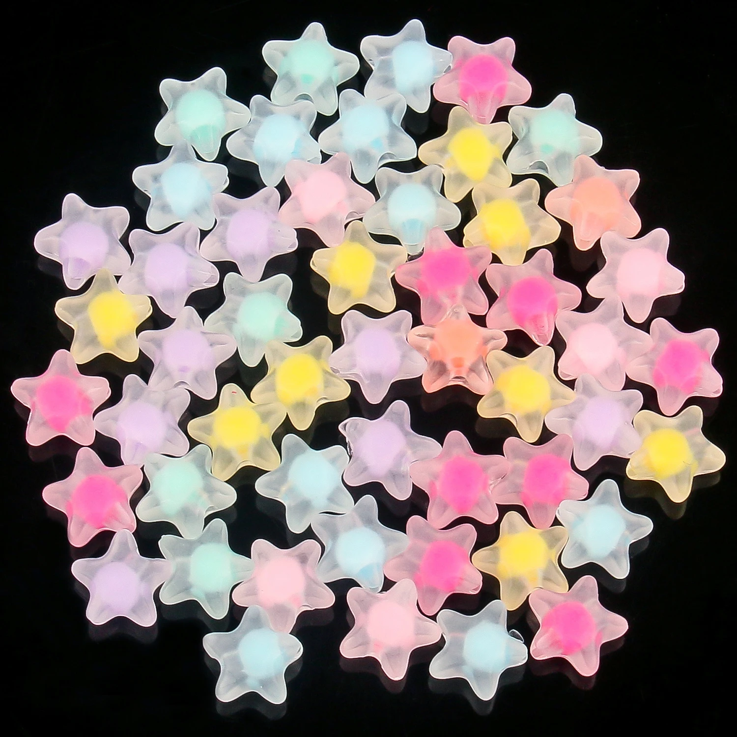 Mixed Acrylic Beads Heart Stars Butterfly Transparent Candy Color Loose Spacer Beads for Needlework Jewelry Making Handmade Diy