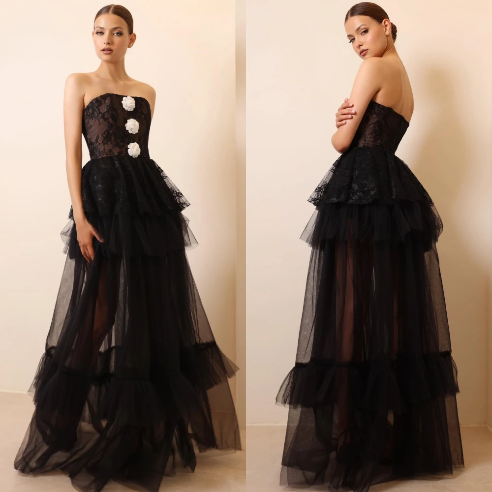 CustomizedJiayigong  Tulle Flower Party A-line Strapless Bespoke Occasion Gown Long Dresses Saudi Arabia