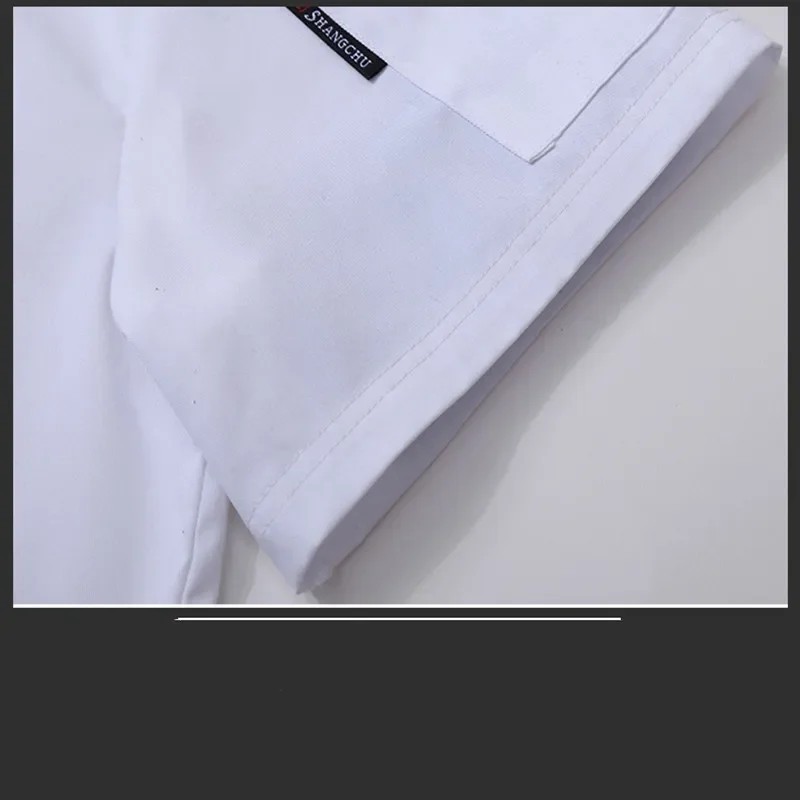 Camisa de Chef con botones, ropa de cocina Unisex, camarera, panadería, uniforme de café, Catering, uniforme de trabajo, camisa de Chef para hombres, negro, verano