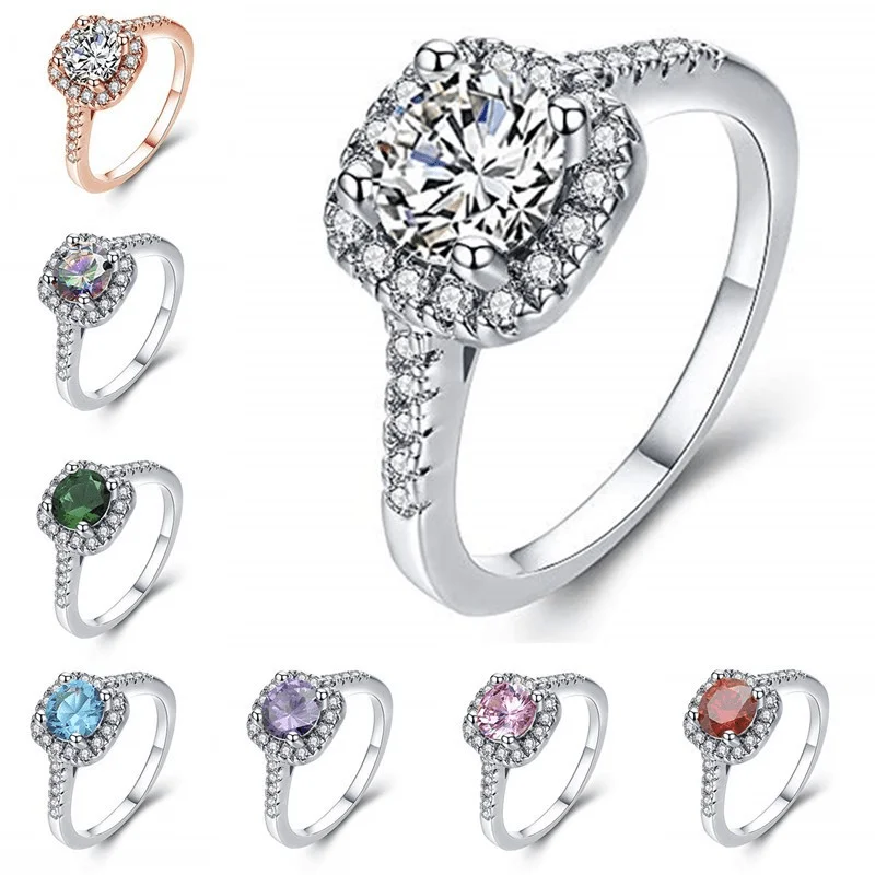 Elegant Crystal Engagement Ring for Women - Trendy Wedding Band Gift for Her