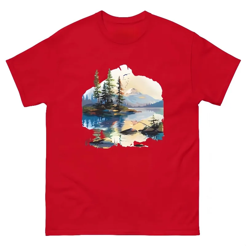 

2026 New Summer Cotton New Unisex Mountain Landscape Tree Style Printed T-shirt Fashion Children's Versatile Trendy Top