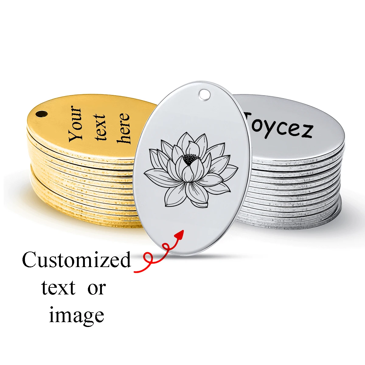 

50pcs Personalized Custom Stainless Steel Oval Shape Engraved Tags logo text photo Charms Pendant DIY Making Jewelry Accessories