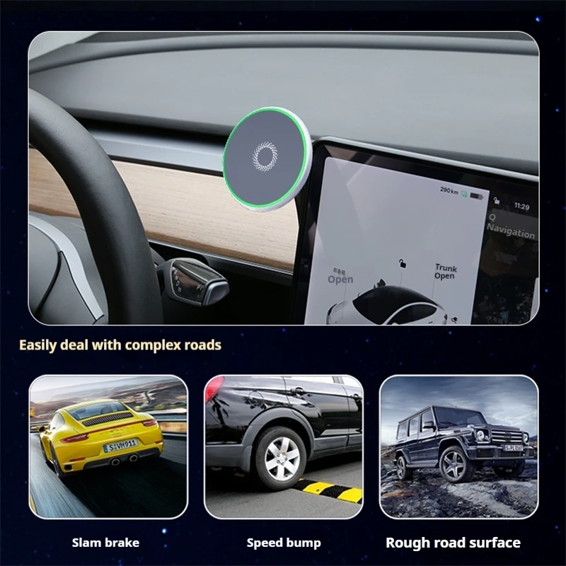 Made to measure For Skoda Octavia 2007-2014 Phone Holder Car Magnetic Mount Smart Sensing Wireless Charging One-Touch Release Qi - view 5