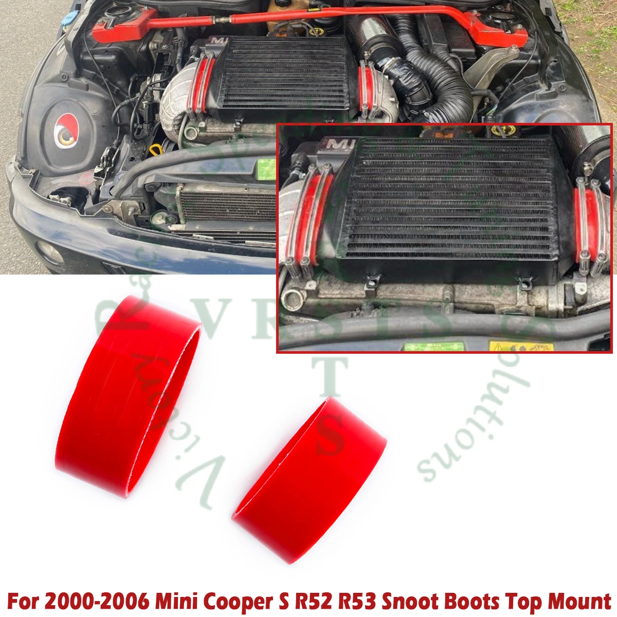 2PCS For Mini Cooper S GTT R53 R52 1st Gen 2000 2001-2006 Car Auto Tools Silicone Hose Kit Intercooler Top Mount Pipe Tube 3PLY