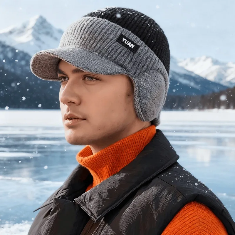 Dual-Tone Knit Baseball Cap - Outdoor Activities | Fashionable Dad Hat with Ear Protection | Perfect for Couples Hats for Men
