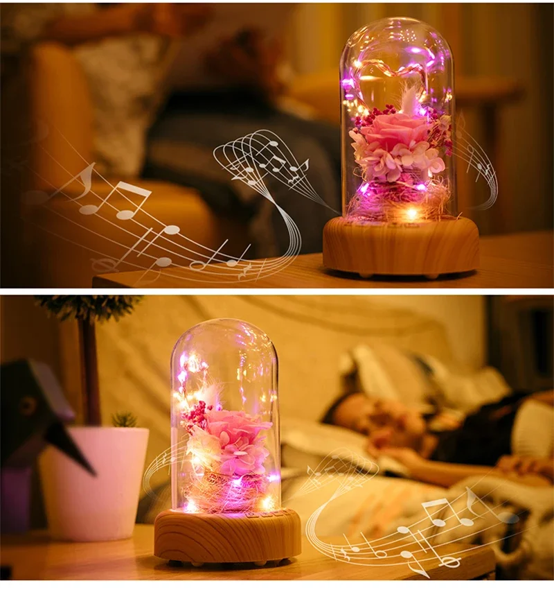 LED ナイトランプ飾る夢 Bluetooth 音声スピーカークリスマスエバーフレッシュフラワークリエイティブオルゴール充電式デスクライトギフト