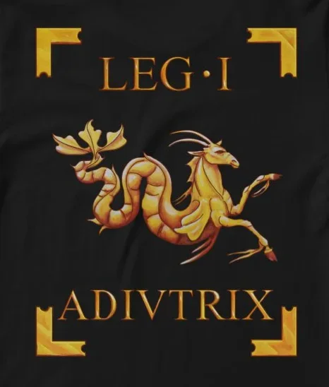 

The 1st Legion, Adiutrix with Capricorn Displayed on The Back As A Legionary Vexillum Men's T Shirt