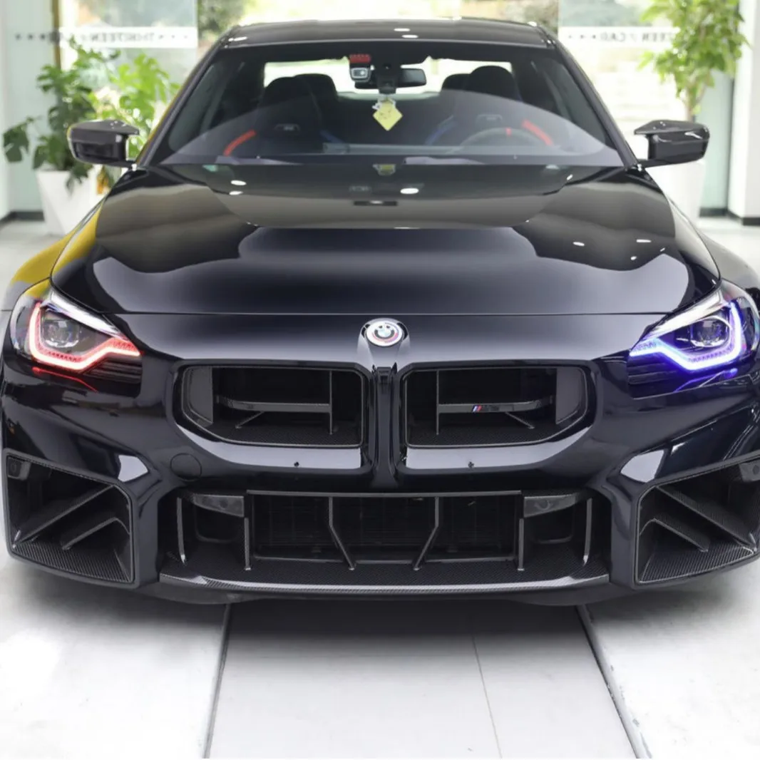 

Real Dry Carbon Fiber Car Kidney Hood Radiator Grille For BMW M2 Series G87 2023-IN Gloss Black Replacement Front Bumper Grille