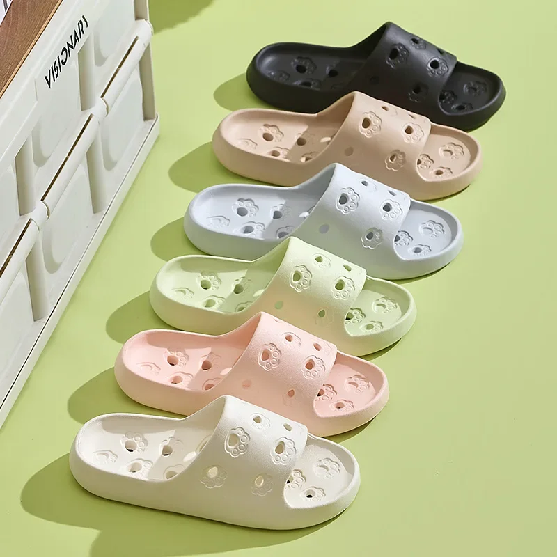 Hollow Out Bathroom Slippers Women Hole Quick Drying Anti Slip Shower Slides Woman Summer Super Light Soft EVA Home Slippers