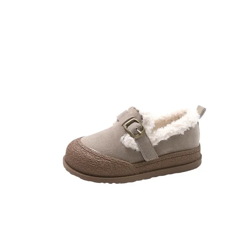 Children's cotton shoes 2024 winter new style sheep cake cake with thick and warm toe cover fashionable winter baby cotton shoes