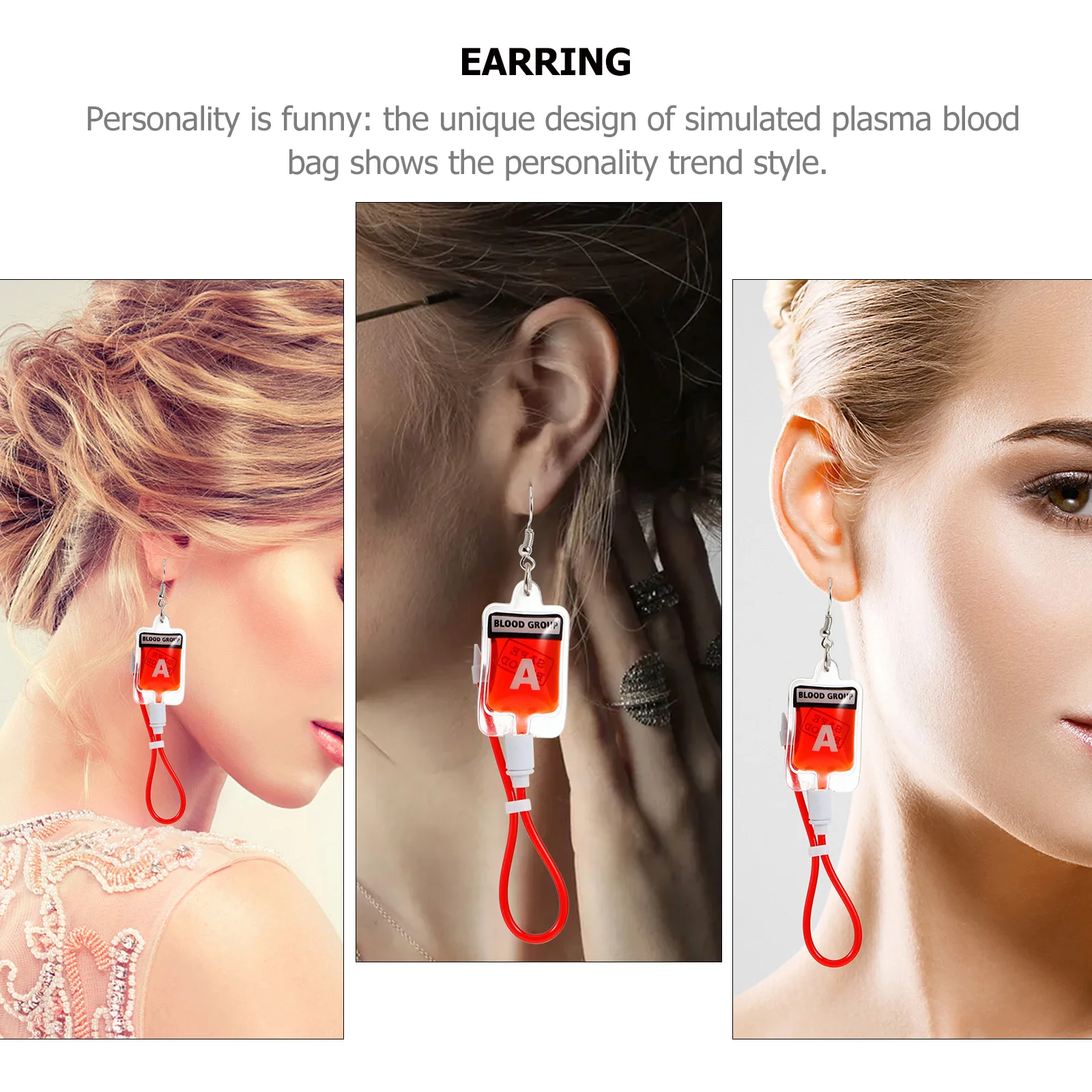 Simulated Plasma Earrings Dangle Faux Red Liquid Plastic Fashion Accessories for Women Sweet Cool Style Novelty