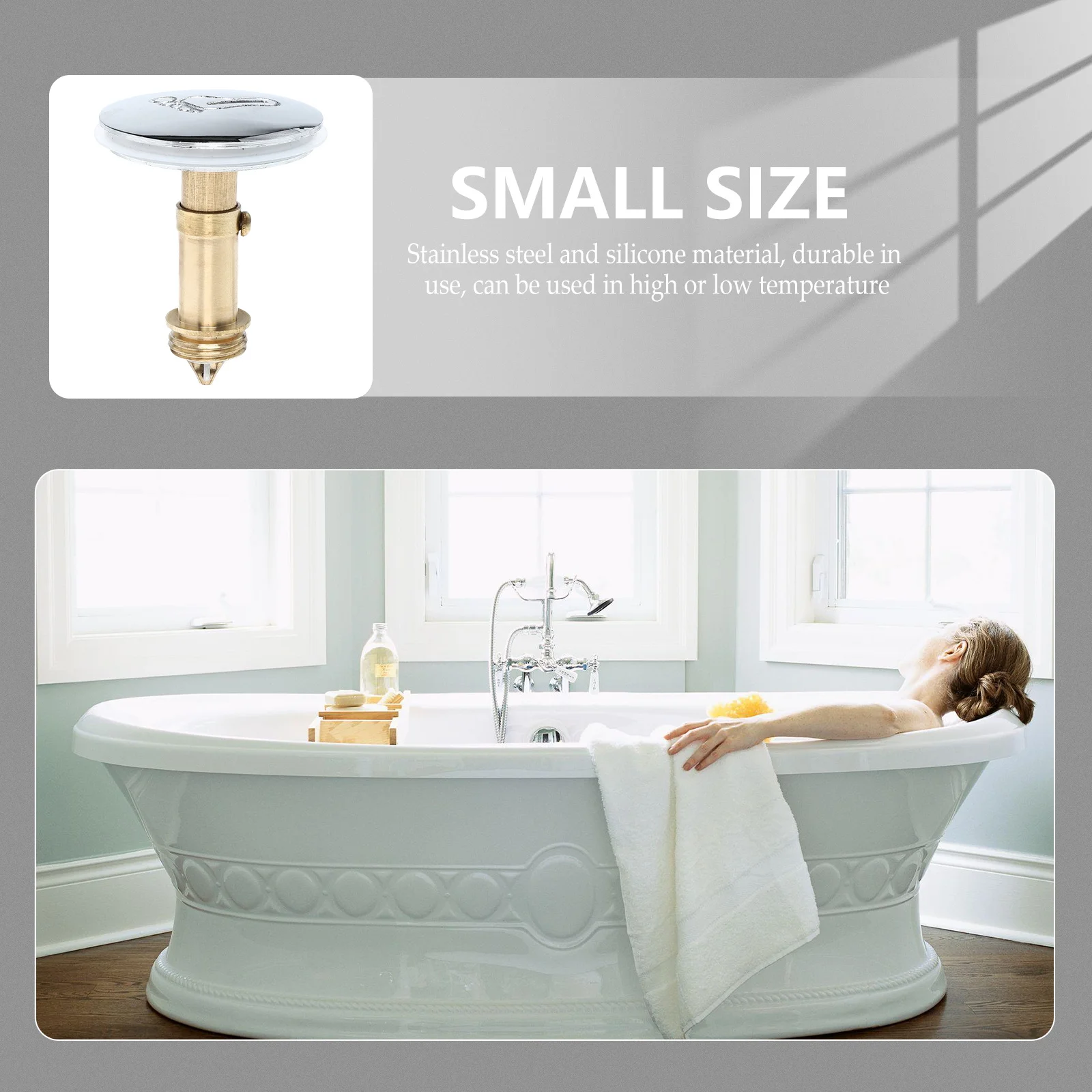 

1pc Bathtub Drain Plug Set Stainless Steel Silicone High Low Temperature Resistant Pull-Out Water Stopper For Bathroom Home